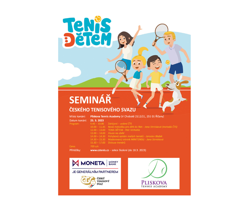 Seminář "Tenis dětem" od ČTS v sobotu 25.3.2023 v Pliskova Tennis Academy