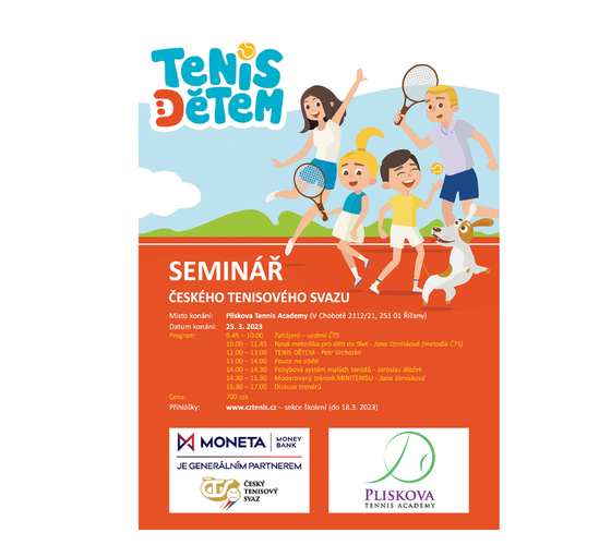 Seminář "Tenis dětem" od ČTS v sobotu 25.3.2023 v Pliskova Tennis Academy